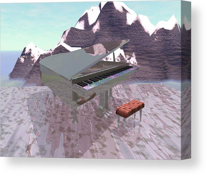 Piano Canvas Print featuring the digital art Piano Scene by Bernie Sirelson