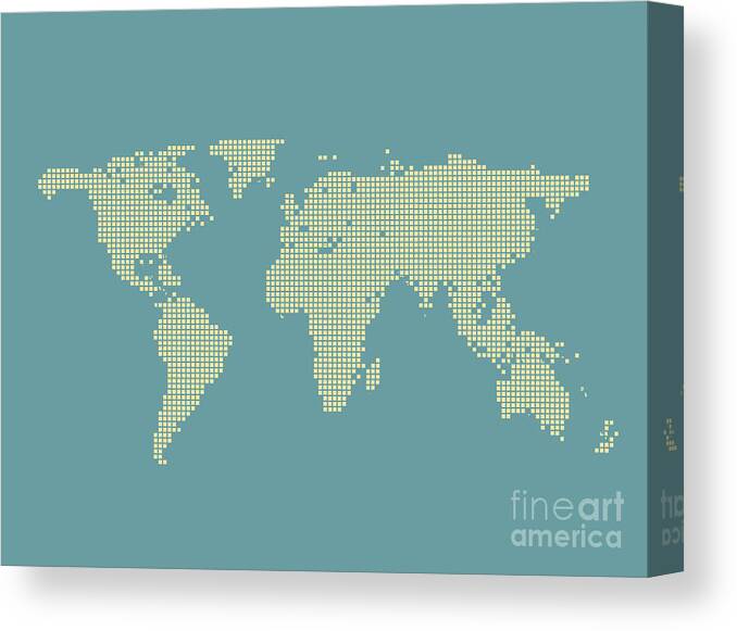 World Canvas Print featuring the photograph Pixel World Map by Jesper Klausen/science Photo Library