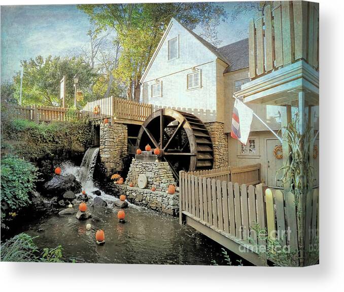 Plimoth Grist Mill Canvas Print featuring the photograph Plimoth Grist Mill October 2018 by Janice Drew