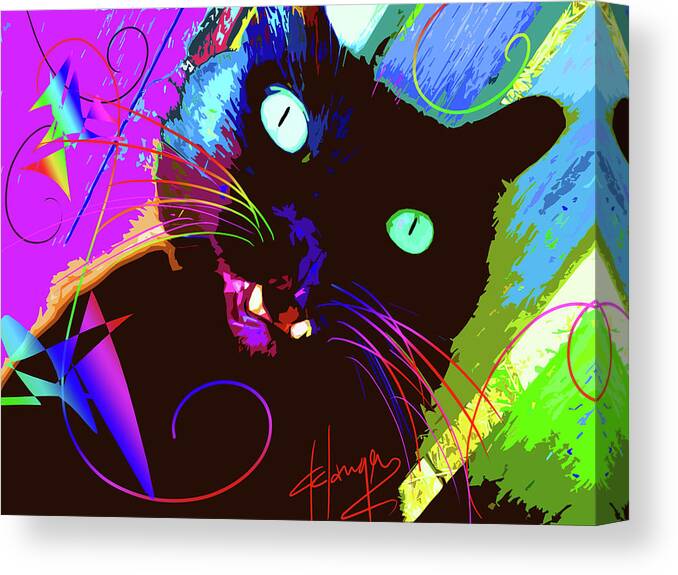 Dizzycats Canvas Print featuring the painting pOp Cat The Tarantula by DC Langer