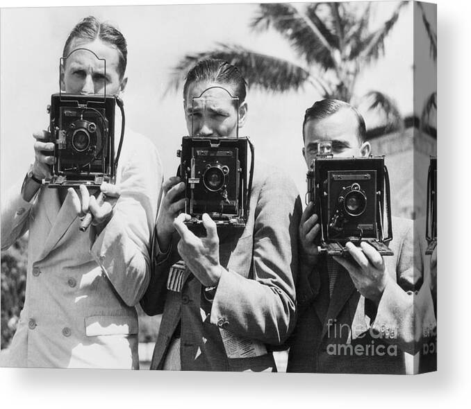 People Canvas Print featuring the photograph Presidential Camera Corps by Bettmann