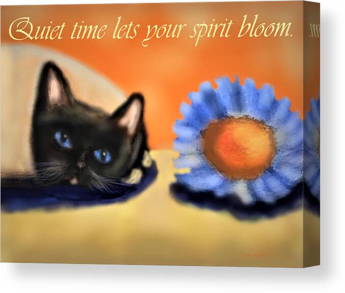 Siamese Canvas Print featuring the painting Quiet Time Purrfected by Angela Davies