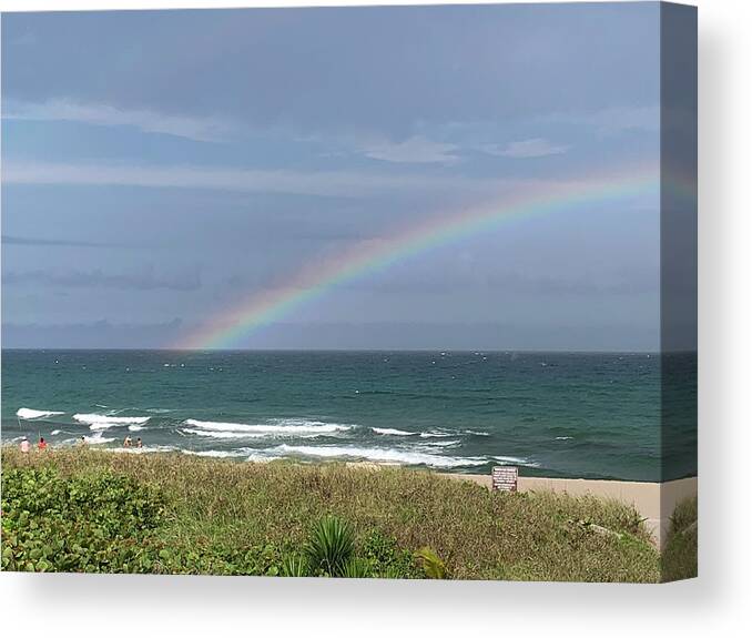 Boca Raton Canvas Print featuring the photograph Rainbow at Beach by Karen Zuk Rosenblatt