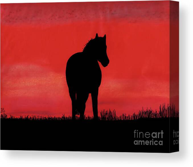 Horse Canvas Print featuring the drawing Red Sunset Horse by D Hackett