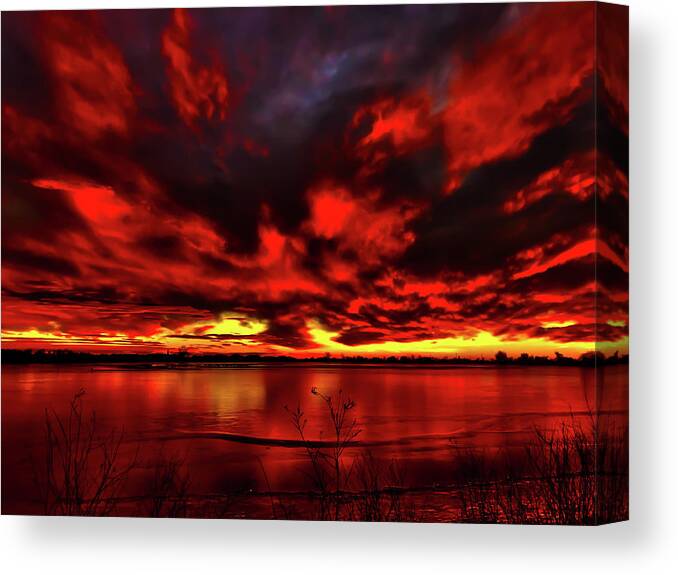 Sunset Canvas Print featuring the photograph Red Sunset by Shane Bechler