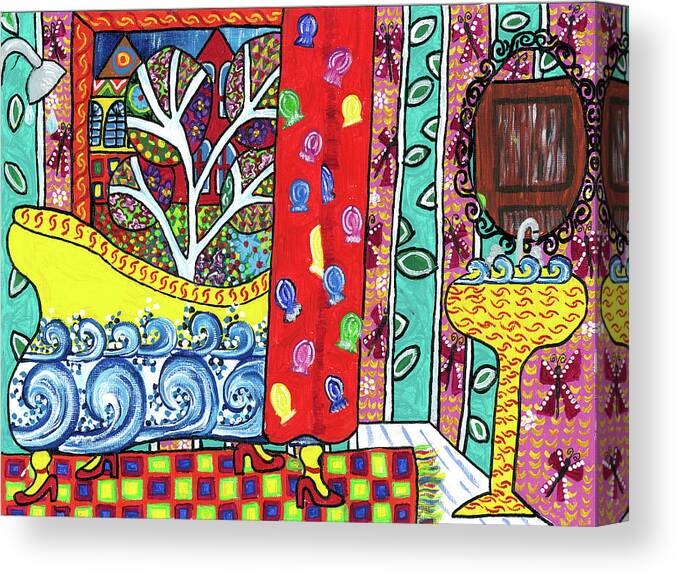 Reflection Canvas Print featuring the painting Reflection by Debra Denise Purcell