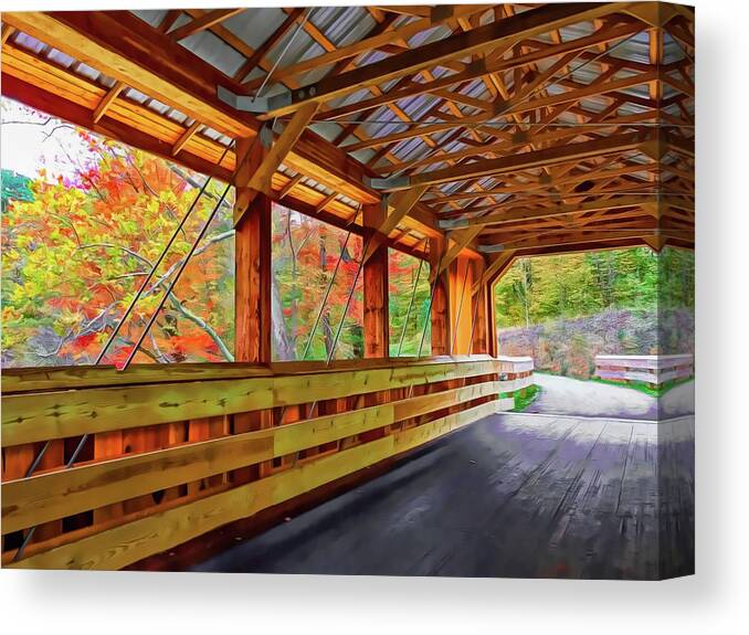 Riverview Covered Bridge Canvas Print featuring the photograph Riverview Covered Bridge by Susan Hope Finley
