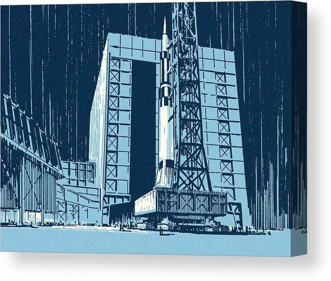 Blastoff Canvas Print featuring the drawing Rocket Launch Pad by CSA Images