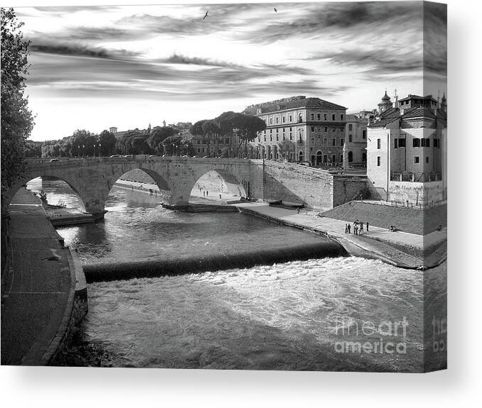 Trastevere Canvas Print featuring the photograph Rome - Tiber River and Tiber Island by Stefano Senise