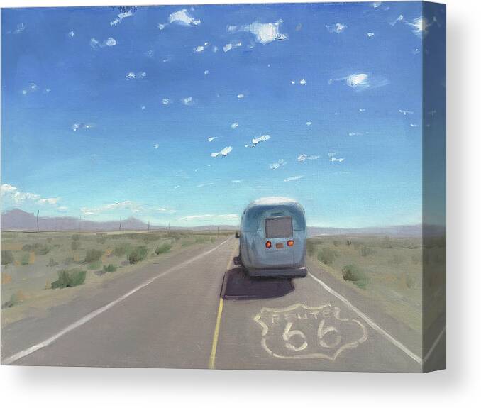 Route 66 Canvas Print featuring the painting Route 66, Somewhere in California by Elizabeth Jose