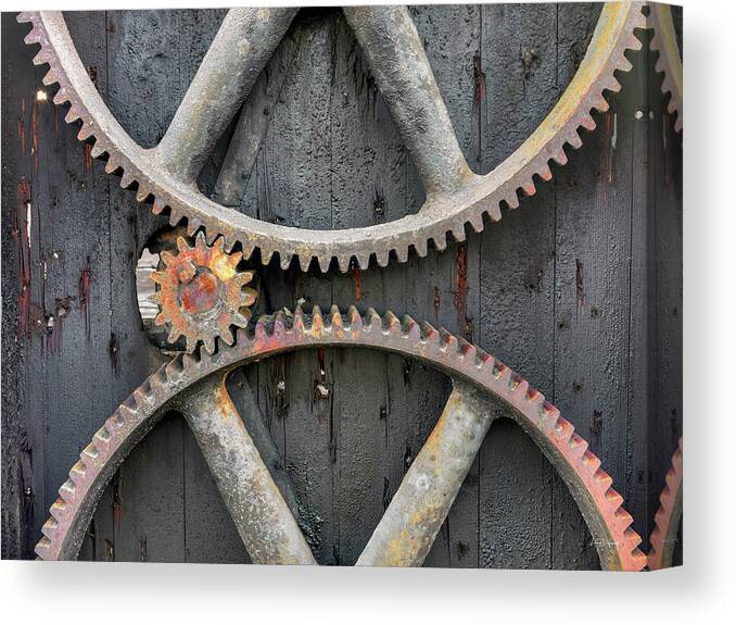 Aged Canvas Print featuring the photograph Rusty Gears by Leland D Howard