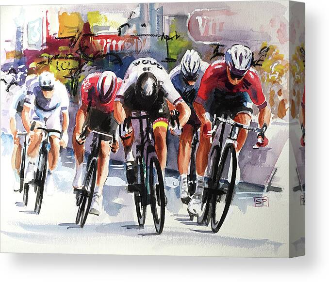 29 Sagan Canvas Print featuring the painting Sagan Sprint Finish Stage 2 by Shirley Peters