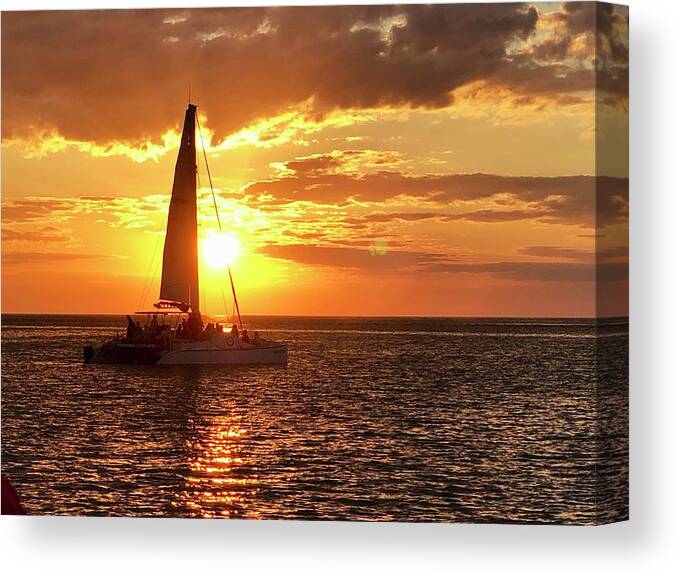 Beach Canvas Print featuring the photograph Sailboat Sunset Captiva Island Florida by Shelly Tschupp