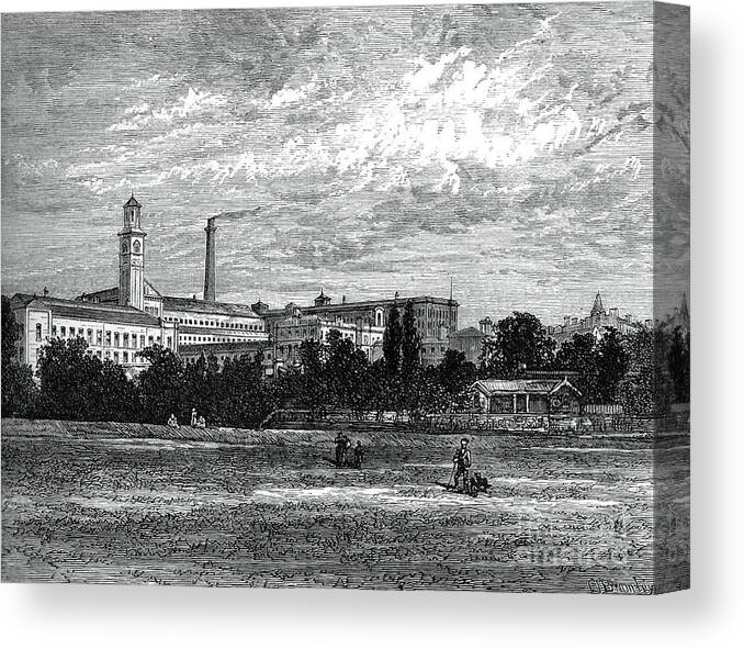 Working Canvas Print featuring the drawing Saltaire Works, C1880 by Print Collector