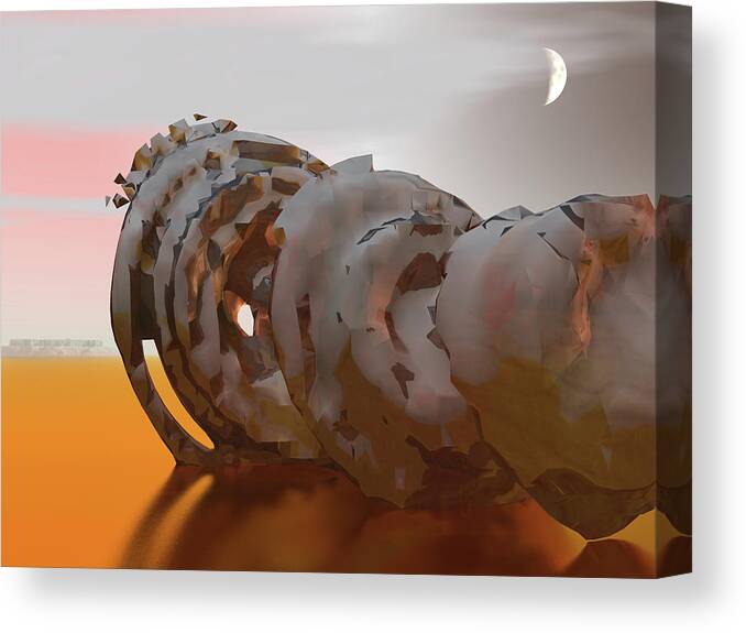 Sand Worm Canvas Print featuring the digital art Sand Worm Shell by Bernie Sirelson