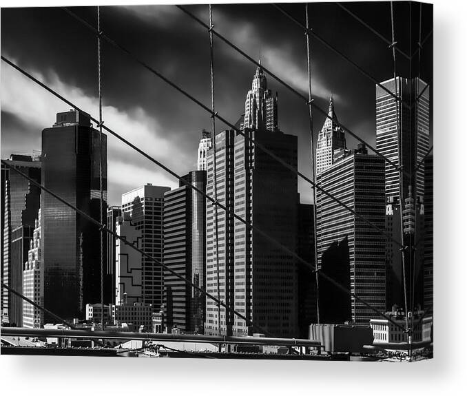 Architecture Canvas Print featuring the photograph Seen From Brooklyn Bridge by Benny Pettersson