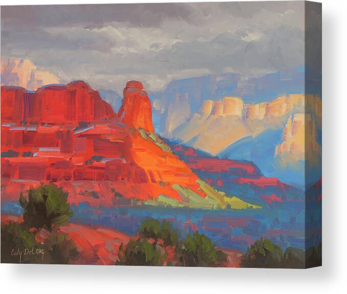 Sedona Canvas Print featuring the painting Shadows on the move Sedona by Cody DeLong