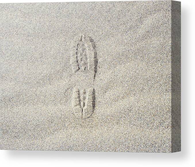 California Canvas Print featuring the photograph Shoe Print In Sand by Thomas Northcut