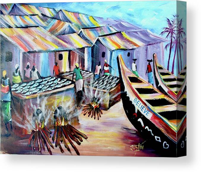 Africa Canvas Print featuring the painting Shore Coast by Justin Laryea
