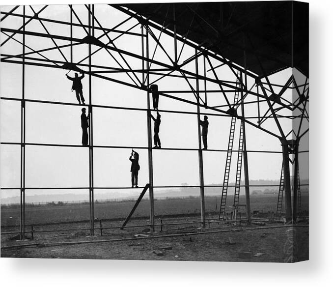 Working Canvas Print featuring the photograph Single Span Hangar by Reg Speller