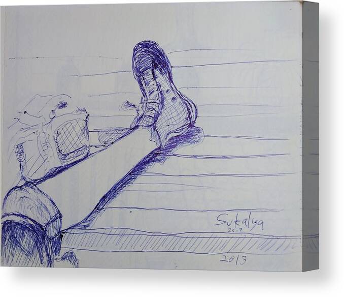 Leg Canvas Print featuring the drawing Sketching a leg by Sukalya Chearanantana