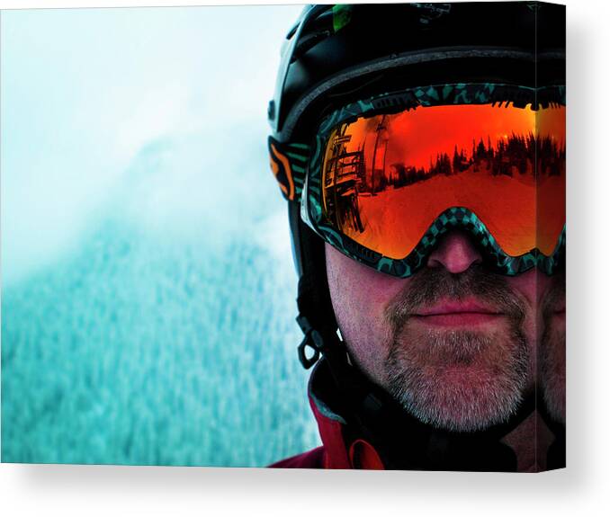 Sports Helmet Canvas Print featuring the photograph Snowboarder Portrait by Terry Schmidbauer