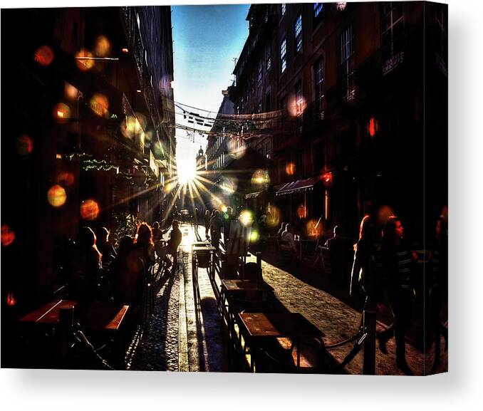 Pink Street Canvas Print featuring the photograph Soap bubbles in Pink Street by Micah Offman