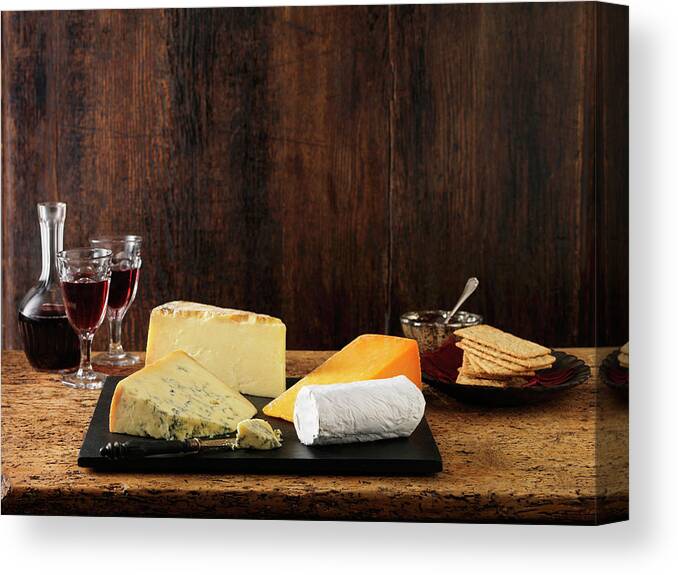 Stilton Cheese Canvas Print featuring the photograph Speciality Christmas Cheeseboard by Diana Miller