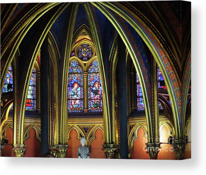 Ste-chapelle Canvas Print featuring the photograph STE-Chapelle Interior of beautiful Historic Church by Steven Spak