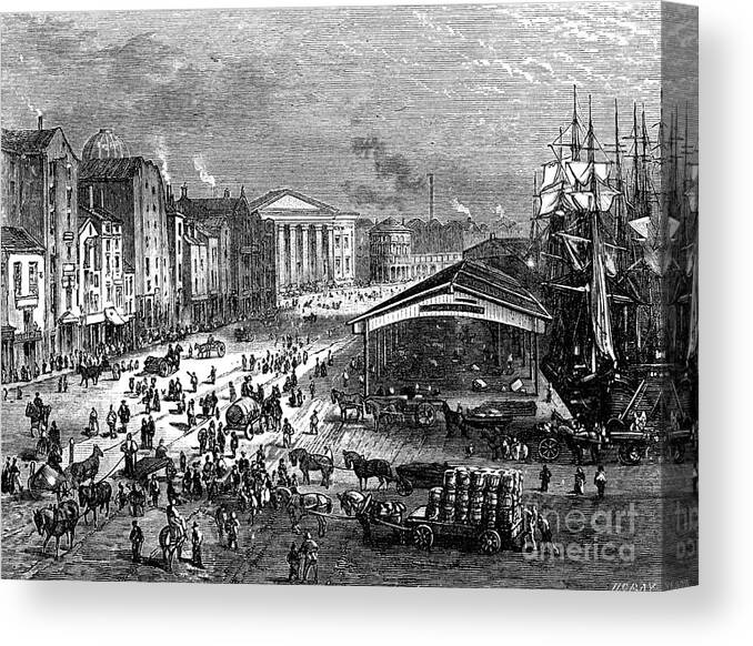 Engraving Canvas Print featuring the drawing Strand Street, Liverpool, C1880.artist by Print Collector