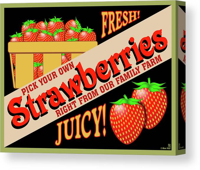 Strawberries Crate Label Canvas Print featuring the digital art Strawberries Crate Label by Mark Frost