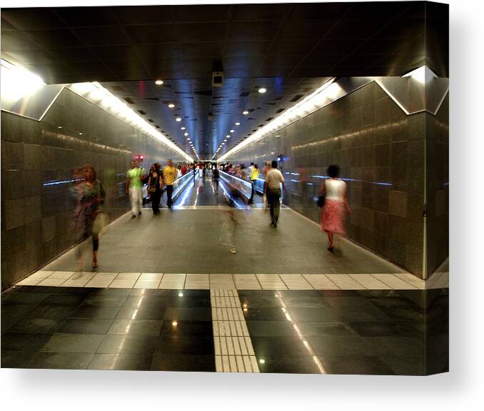 Subway Canvas Print featuring the photograph Subway Ghosts #1 by Edward Lee