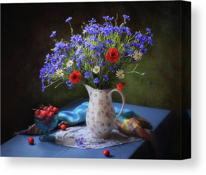 Still Life Canvas Print featuring the photograph Summer Still Life With Wildflowers by Tatyana Skorokhod (???????