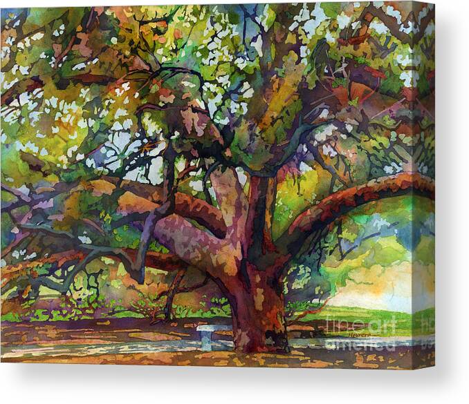 Oak Canvas Print featuring the painting Sunlit Century Tree by Hailey E Herrera