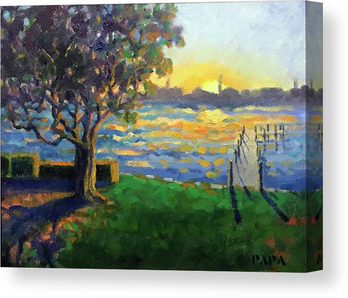Sunset Canvas Print featuring the painting Sunset at Hypoluxo by Ralph Papa