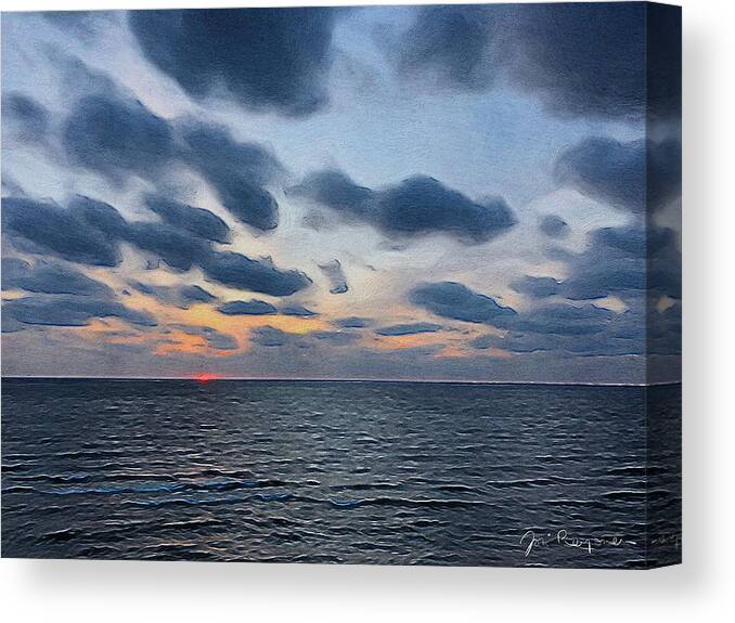 Brushstroke Canvas Print featuring the photograph Sunset at Lake Michigan by Jori Reijonen