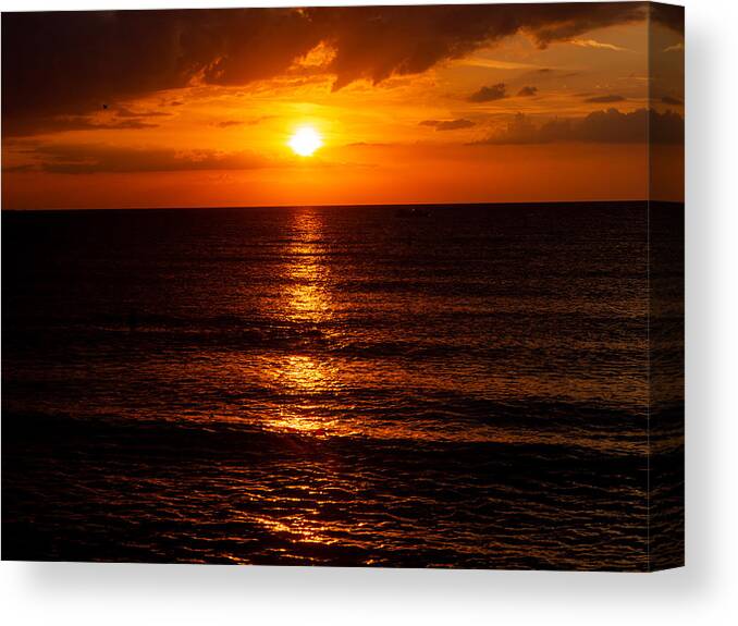 Sunset Canvas Print featuring the photograph Sunset at St. Pete Beach in Florida by L Bosco