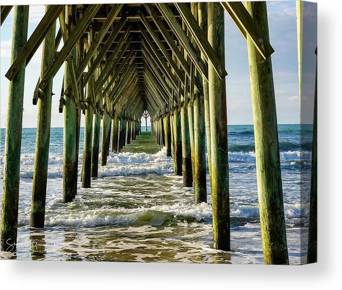 Sunrise Canvas Print featuring the photograph Surf City Pier Sunrise by Shawn M Greener
