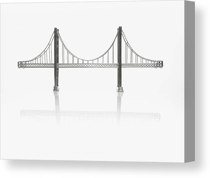 Architectural Model Canvas Print featuring the photograph Suspension Bridge by David Arky