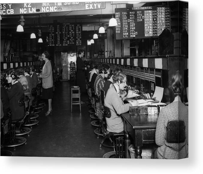 Working Canvas Print featuring the photograph Switchboard by Fox Photos