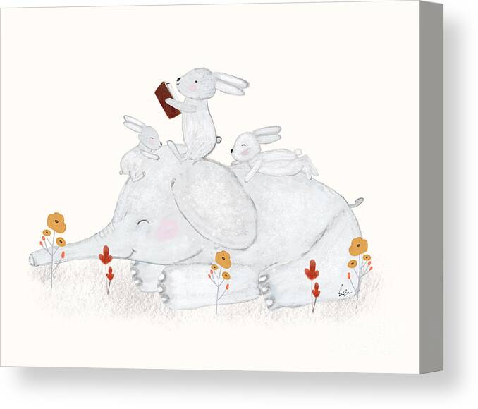 Nursery Art Canvas Print featuring the painting Tell Me A Story by Bri Buckley