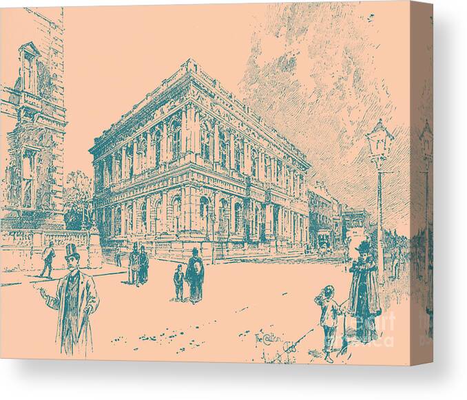 The Carlton Club Canvas Print featuring the drawing The Carlton Club, Pall Mall, London by Unknown