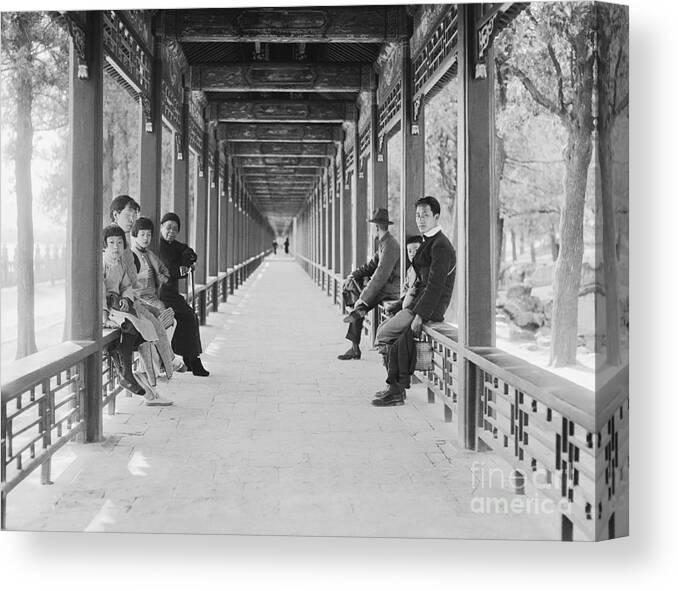 Chinese Culture Canvas Print featuring the photograph The Covered Walkway At The Summer Palace by Bettmann