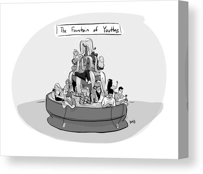 Captionless Canvas Print featuring the drawing The Fountain of Youths by Brooke Bourgeois