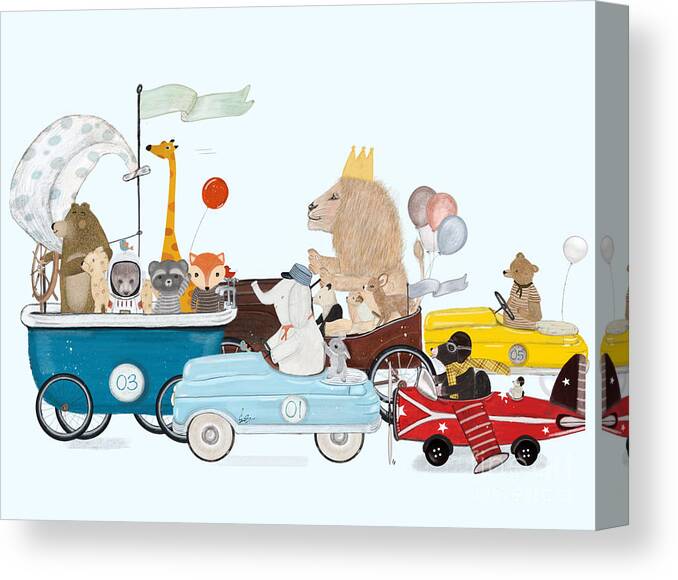 Childrens Canvas Print featuring the painting The Great Race by Bri Buckley