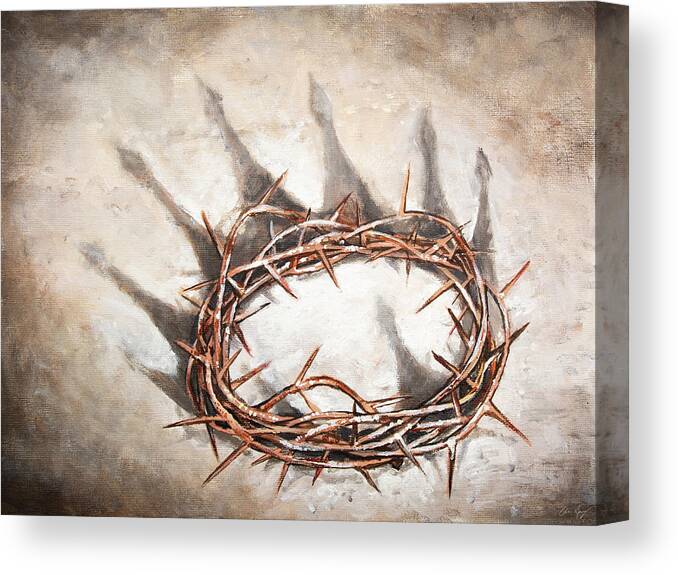 Jesus Canvas Print featuring the painting The King's Crown by Aaron Spong