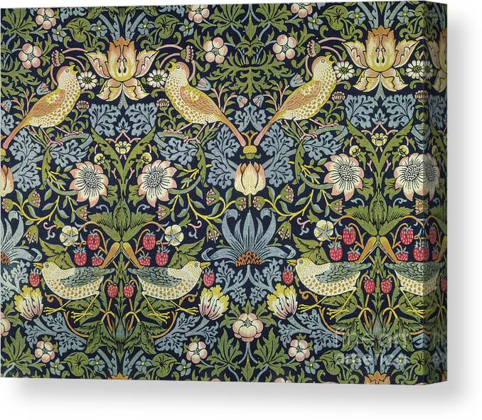 William Canvas Print featuring the tapestry - textile The Strawberry Thief textile designed by William Morris by William Morris
