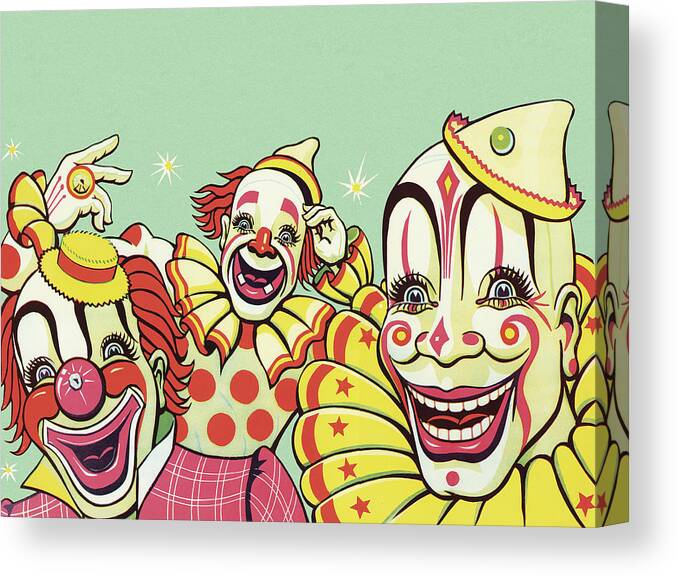 Campy Canvas Print featuring the drawing Three Clowns by CSA Images
