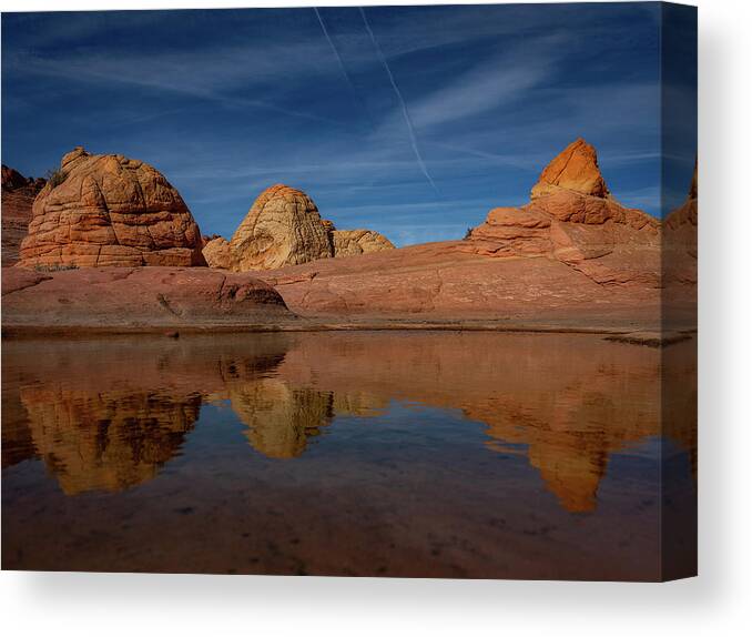 50s Canvas Print featuring the photograph Three Pillars by Edgars Erglis