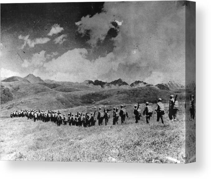 Marching Canvas Print featuring the photograph Tibetan Rape by Keystone